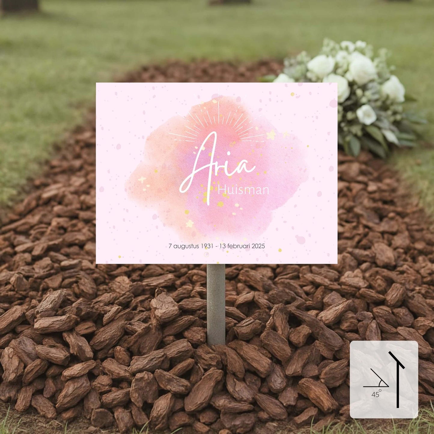 Naambord Graf - Waterverf Roze