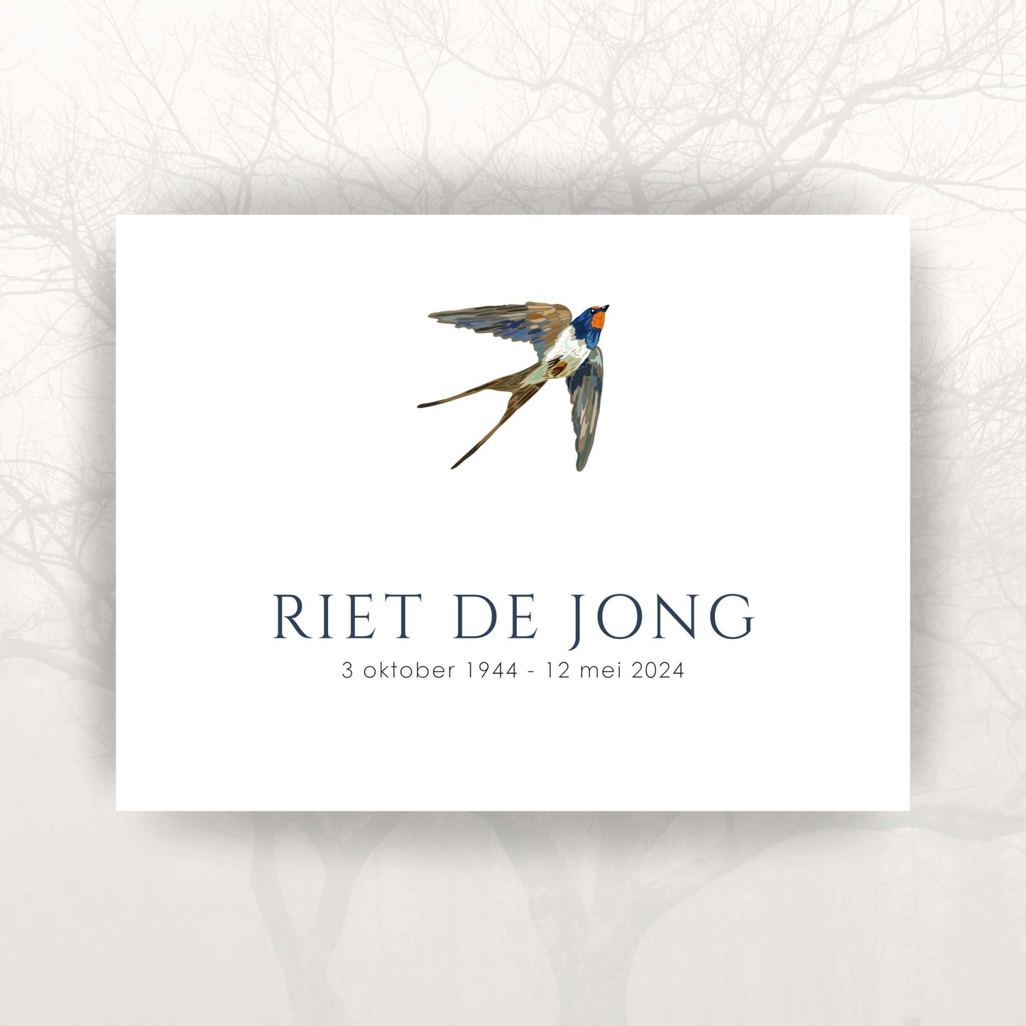 Tijdelijk naambord voor graf 20 x 15 cm, gedrukt op Dibond, personaliseerbaar met naam en tekst