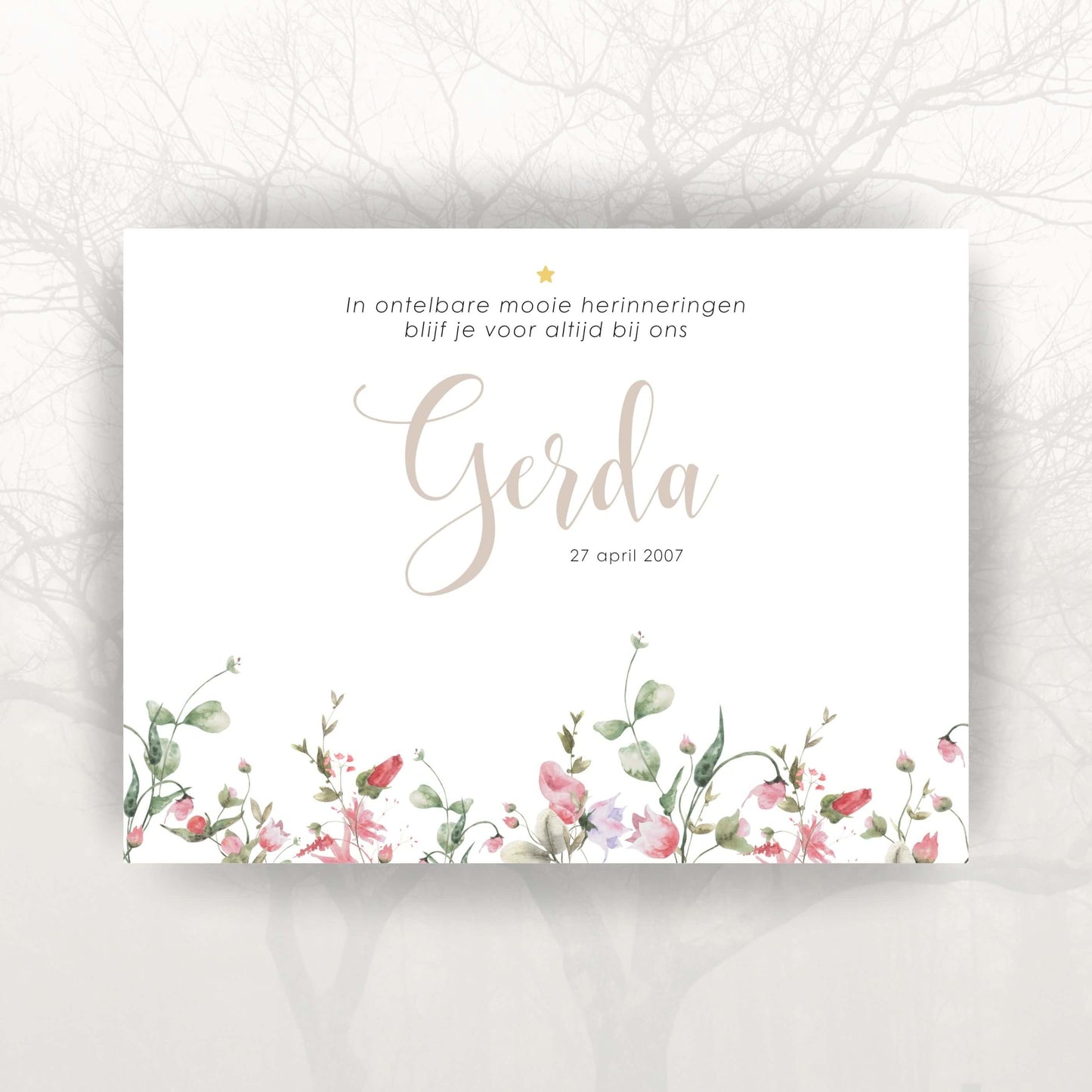 Online gepersonaliseerd naambord voor graf, tijdelijk bordje 20 x 15 cm met eigen tekst