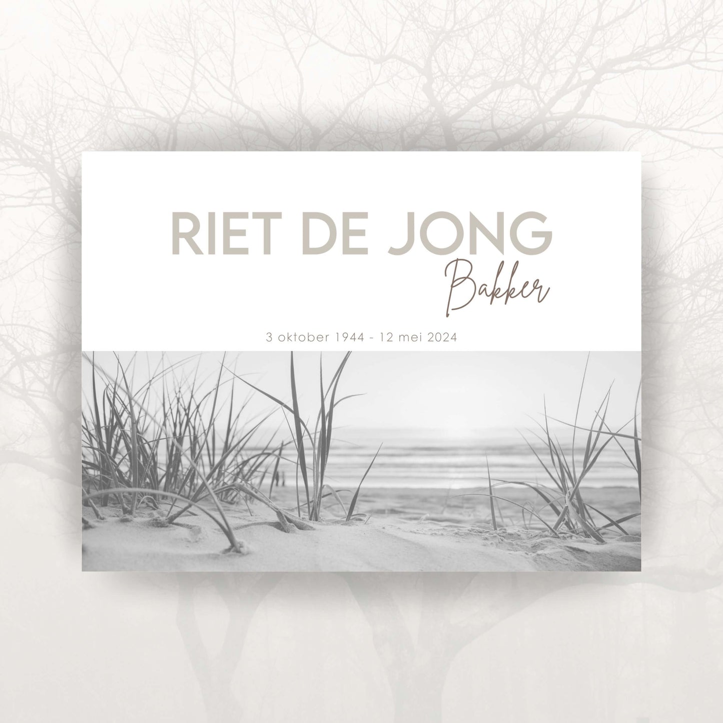 Gedenkbordje om bij het graf te plaatsen