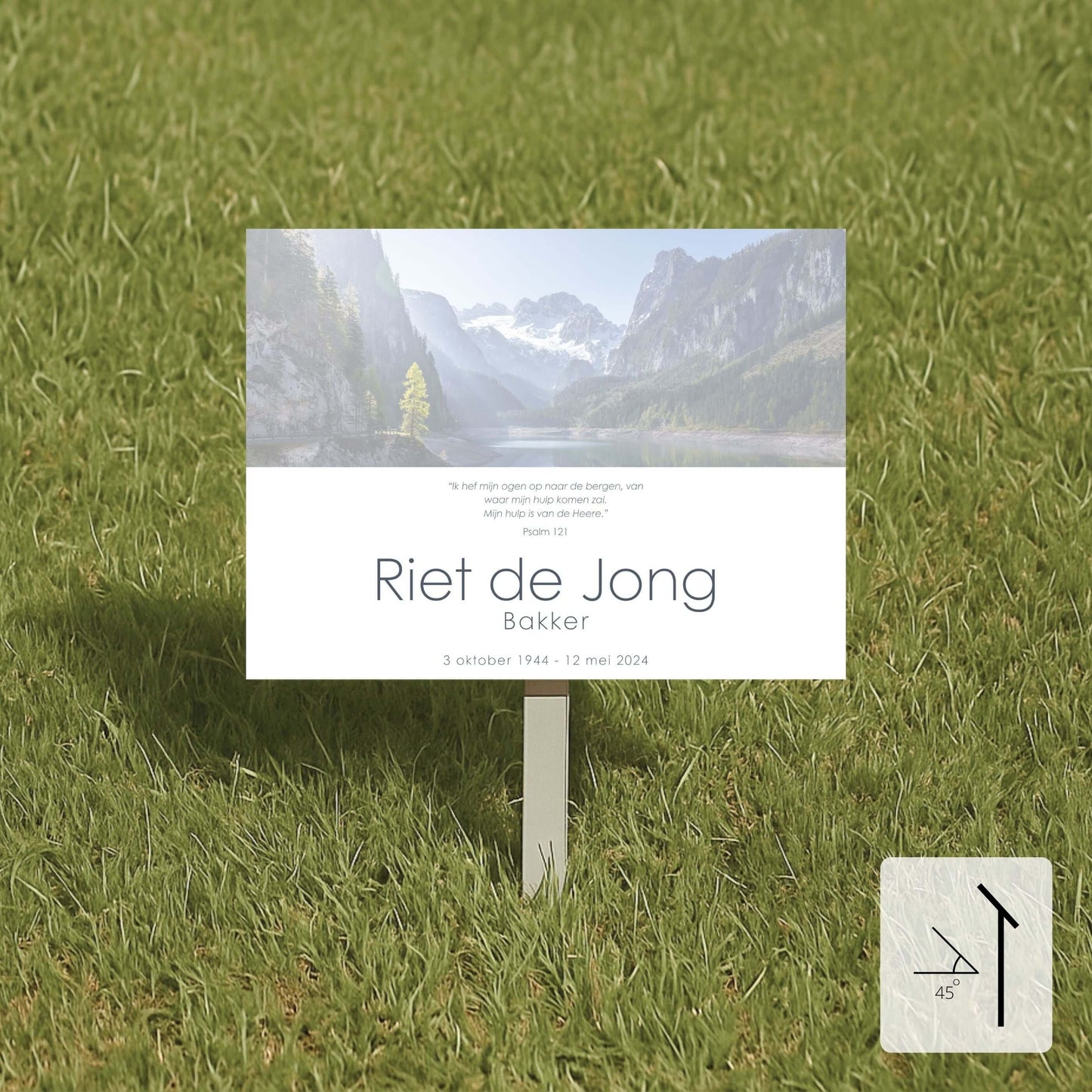 Gedenkplaatje voor op het graf