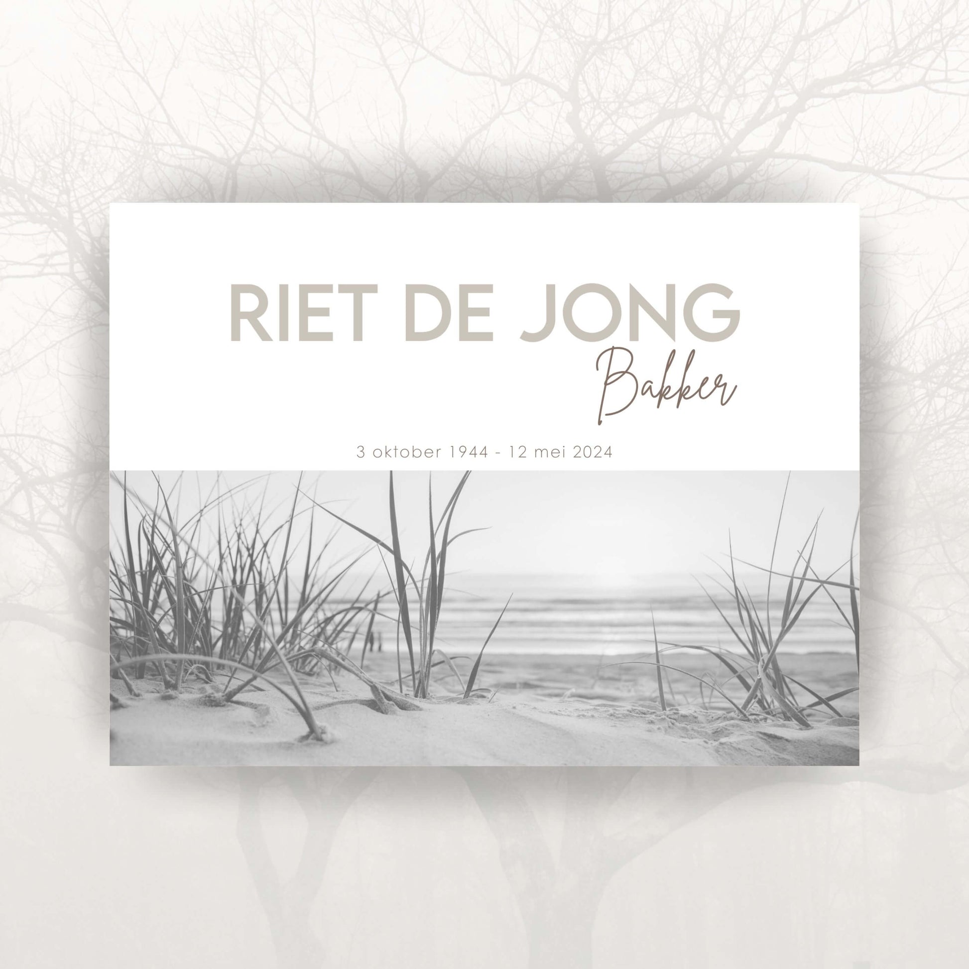Gedenkbordje om bij het graf te plaatsen 