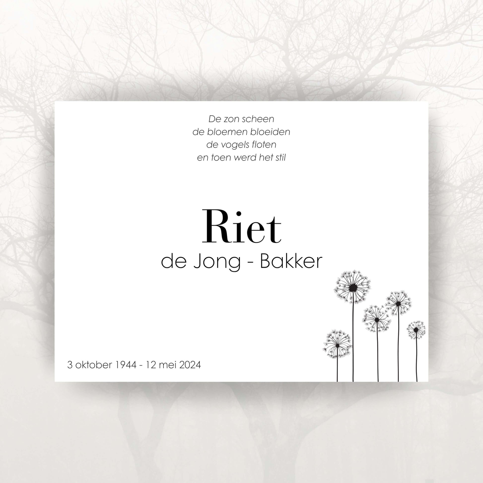 Tijdelijke grafsteen voor bij het graf